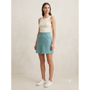 Marie Valois Skort Women Size 8 Teal White Gingham Pleated Golf Tennis Skirt